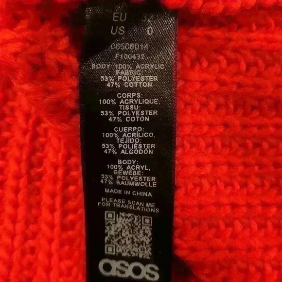 Women's ASOS Red Knit Sweat Hoodie LS Sz 0 - Picture 6 of 11
